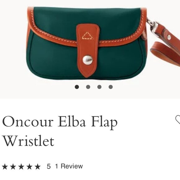 Dooney & Bourke Oncour Elba Snap Flap Wristlet Black Canvas & Tan Red Lining EUC - Picture 13 of 15